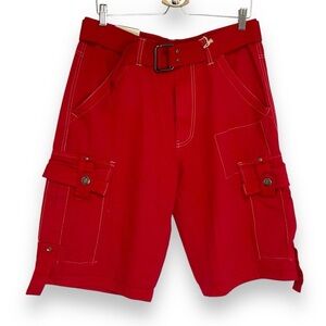 Y2K 96N Shorts Mens Red Cargo Skate Board Baggy Streetwear Dead Stock Sze 33 NWT